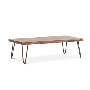 Vail Acacia Wood Live Edge Coffee Table in Walnut Finish