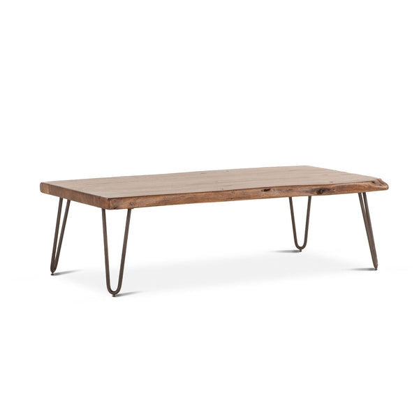 Vail Acacia Wood Live Edge Coffee Table in Walnut Finish
