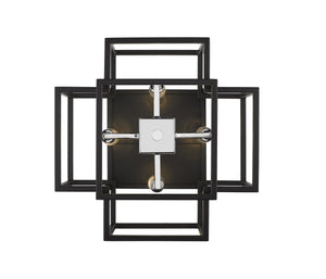 Titania 4 Light Flush Mount in Black + Chrome Finish