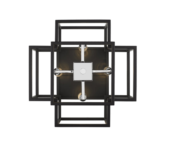 Titania 4 Light Flush Mount in Black + Chrome Finish
