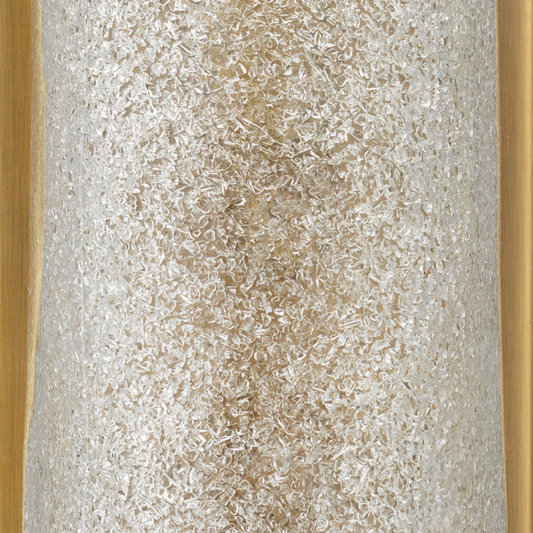 Moet Double Rounded Sconce, Textured Melted Ice Glass and Antique Brass Metal