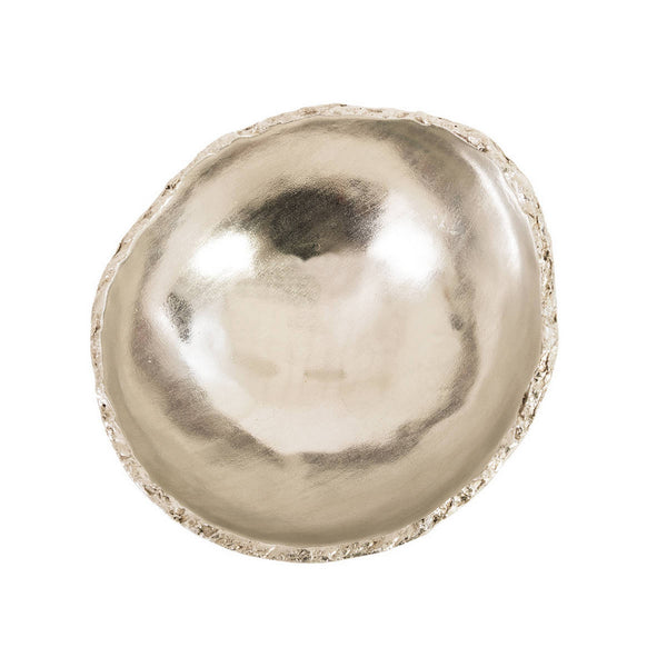 Broken Egg Bowl, White and Silver Leaf