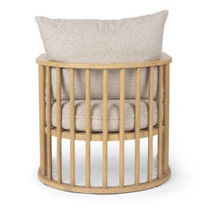 Kopari Beige Fabric W/Light Brown Wood Accent Chair