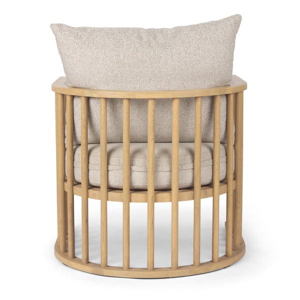 Kopari Beige Fabric W/Light Brown Wood Accent Chair