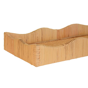 SMALL RECTANGLE SCALLOPED EDGE TRAY IN RATTAN
