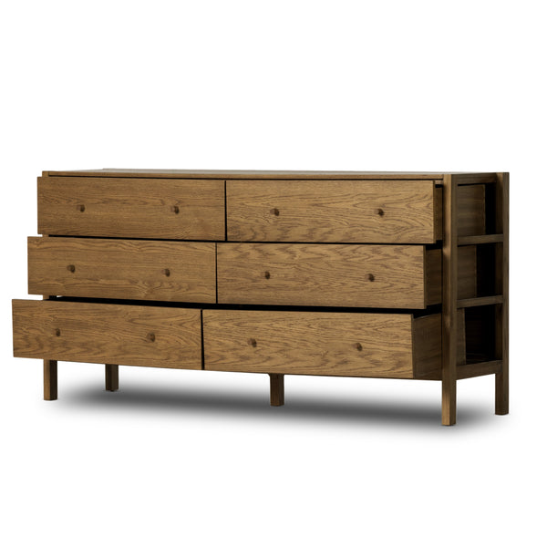 Meadow 6 Drawer Dresser In Tawny Oak