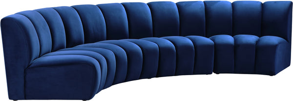 Lynda 4pc. Modular Sectional In Navy Velvet