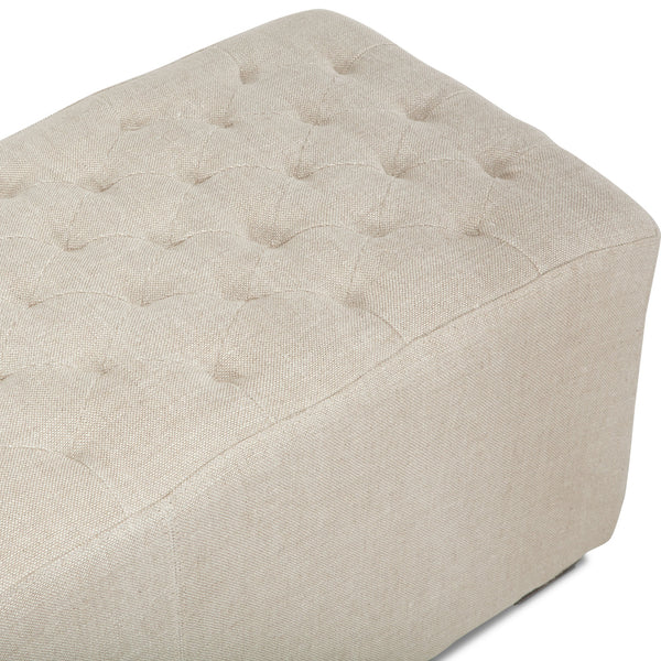 D'Orsay 78-Inch Long Beige Linen Bench with Diamond Stitched Detailing