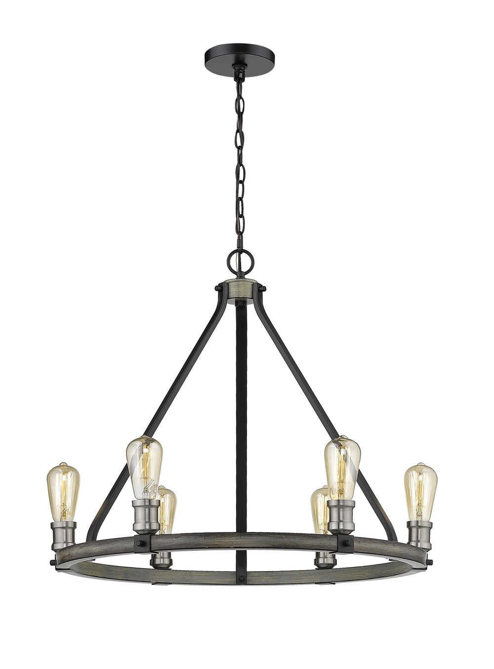 Kirkland 6 Light Chandelier in Ashen Barnboard Finish