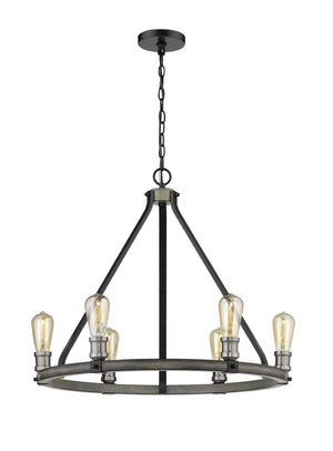 Kirkland 6 Light Chandelier in Ashen Barnboard Finish