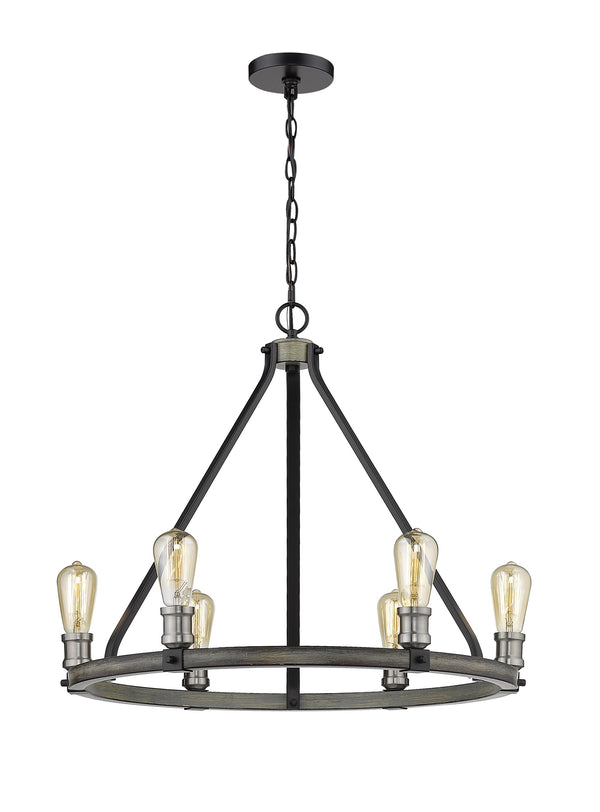 Kirkland 6 Light Chandelier in Ashen Barnboard Finish