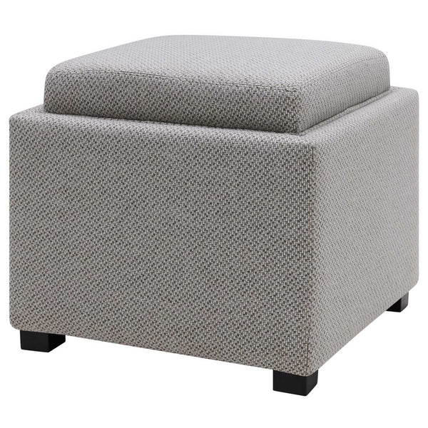 Cameron Square Fabric Storage Ottoman w/ tray In Cardiff Gray