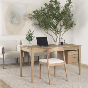 Nobu Oak Wood w/ Cream Fabric Open Back Dining Chair