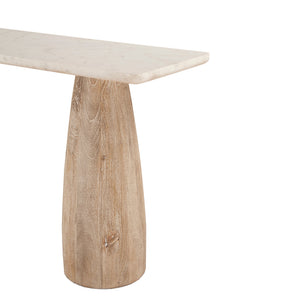 Palm Springs Oval Console White Marble, Mod Base