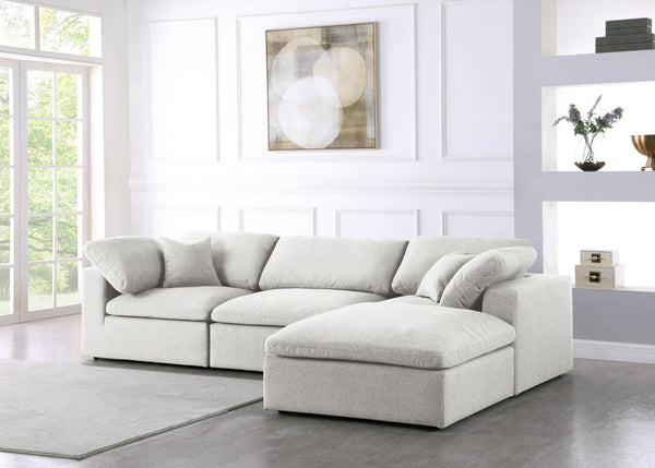 Carmen Cloud Modular Sectional In Cream Linen Fabric