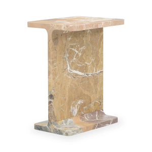 Delaney Marble Rectangle Accent Table - White/Rust Black/Rust Brown