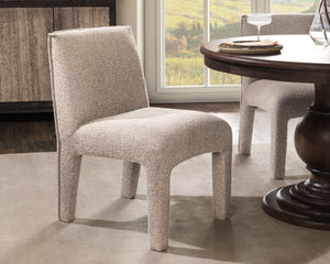 Branzon Upholstered Dining Chair with Sculpted Curves in Sandy Brown