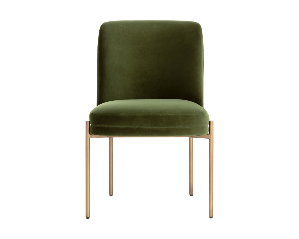 RICHIE DINING CHAIR - ANTIQUE BRASS - FOREST GREEN