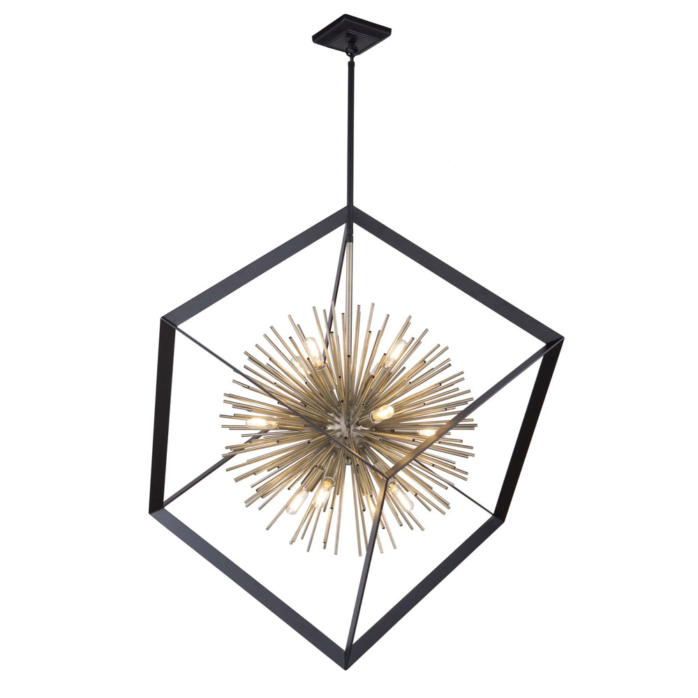 Sunburst  AC11441 Chandelier in Matte Black & Satin Brass