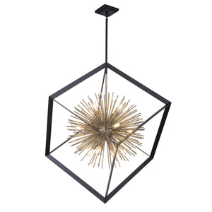 Sunburst  AC11441 Chandelier in Matte Black & Satin Brass