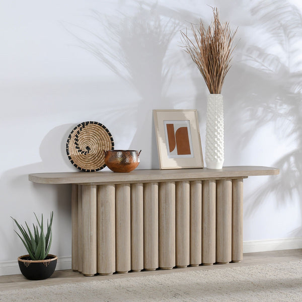 Tiber Solid Wood Console Table in Cream Washed