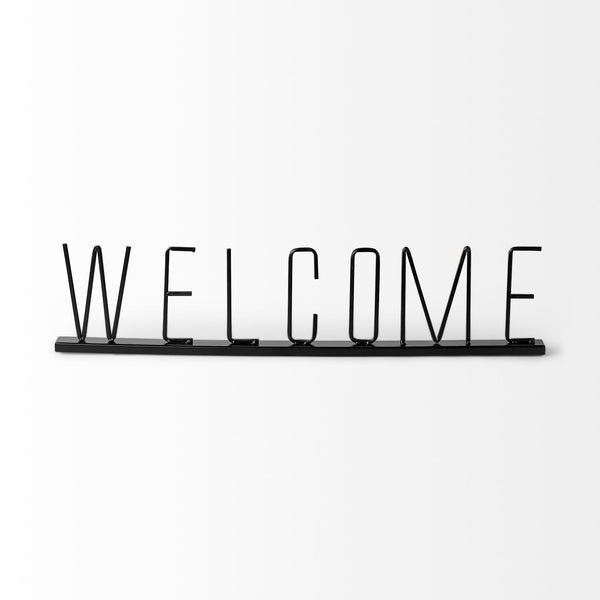 Welcome 24L x 1W Black Metal Sign