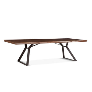 London Loft 106-Inch Acacia Wood Live Edge Dining Table in Walnut Finish