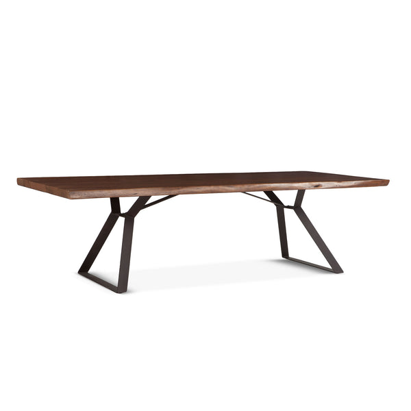 London Loft 106-Inch Acacia Wood Live Edge Dining Table in Walnut Finish