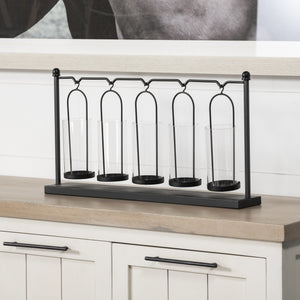 Erlen Black Metal Hanging Votive Five Candle Table Candle Holder