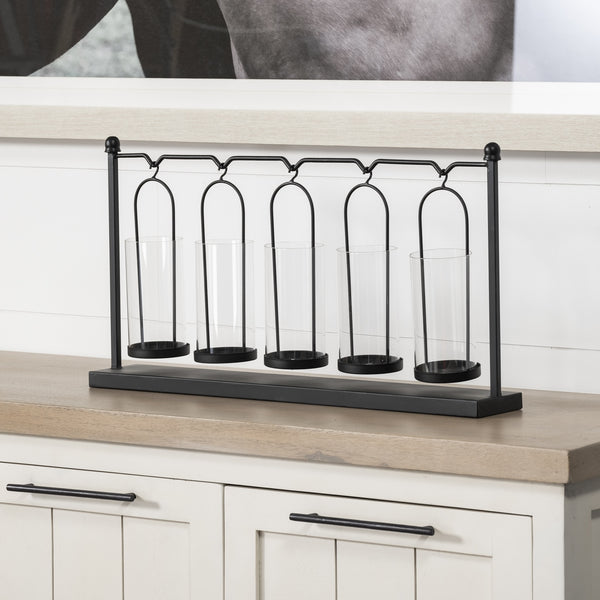 Erlen Black Metal Hanging Votive Five Candle Table Candle Holder