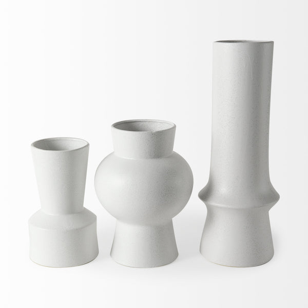 Laforge 17.3H White Ceramic Vase