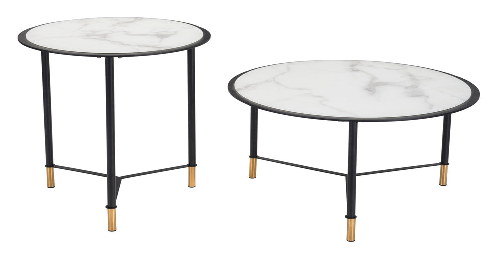 Set of 2 Davis Coffee Tables White & Black