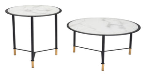 Set of 2 Davis Coffee Tables White & Black