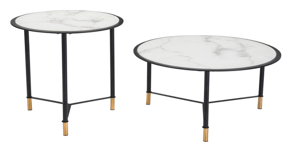 Set of 2 Davis Coffee Tables White & Black