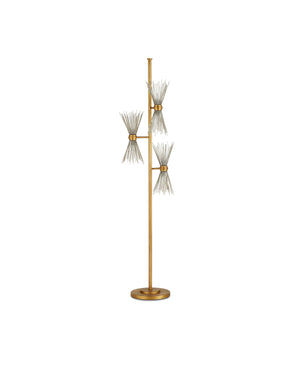 Novatude Floor Lamp In Antique Gold Leaf & Contemporary Silver Leaf