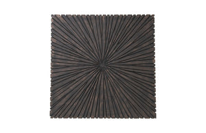 Chainsaw Coffee Table, Square, Black Iron Cross Base, Black/Copper
