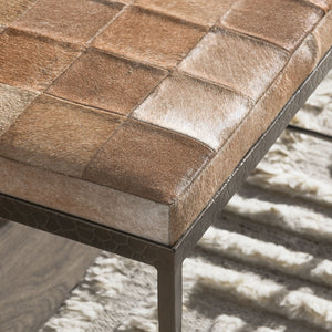 Achen Hide Bench with Hammered Iron Frame - Canyon Sand