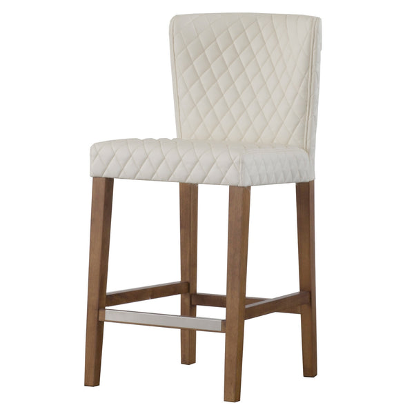 Albie Diamond Stitching Counter Stool In Danburry White