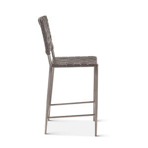 Copenhagen 17" Buffalo Leather and Iron Counter Chair, Black