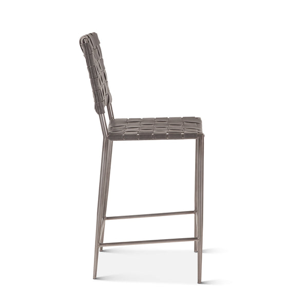 Copenhagen 17" Buffalo Leather and Iron Counter Chair, Black