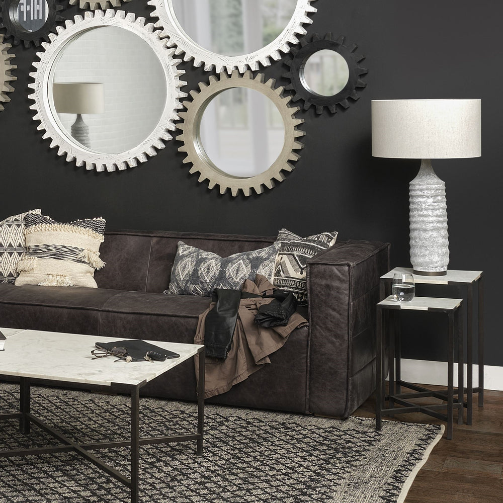 Harlan (30.5"H) Beige-Toned Fabric Shade Gray Concrete Base Table Lamp