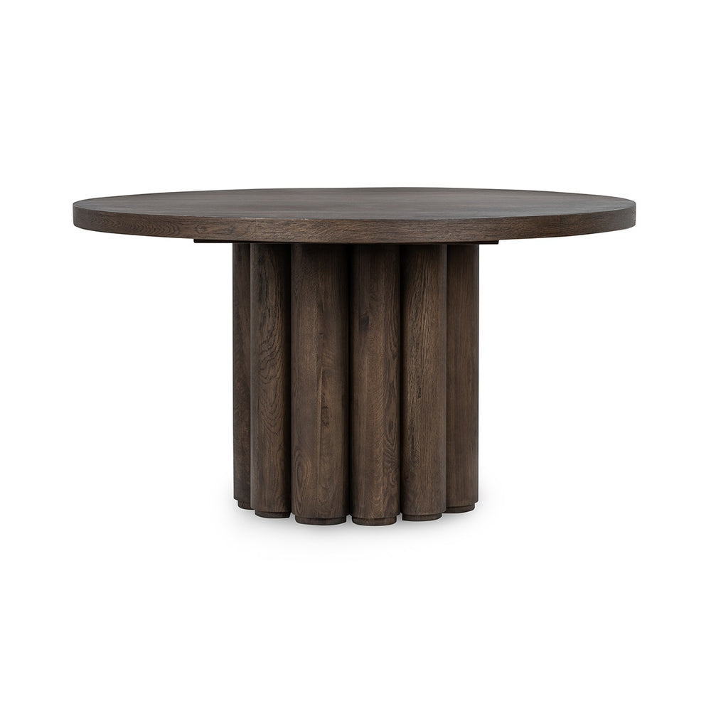 Tiber Solid Wood Round Dining Table, Cream Washed/Toasted Brown, 55"