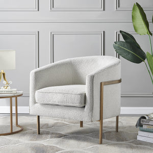 Harrod Fabric Accent Arm Chair In Boucle Beige