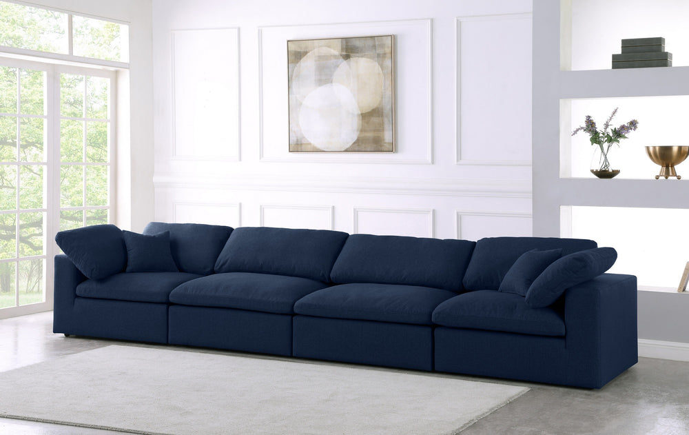 Carmen Cloud Modular Sofa In Navy Linen Fabric