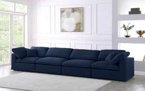 Carmen Cloud Modular Sofa In Navy Linen Fabric