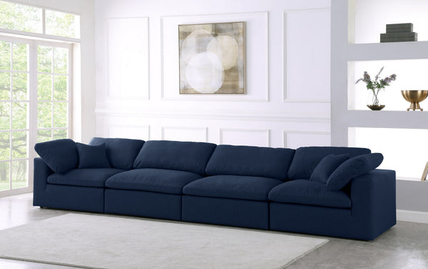Carmen Cloud Modular Sofa In Navy Linen Fabric