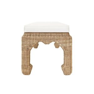 MING STYLE BENCH IN WOVEN RATTAN WITH IVORY LINEN CUSHION