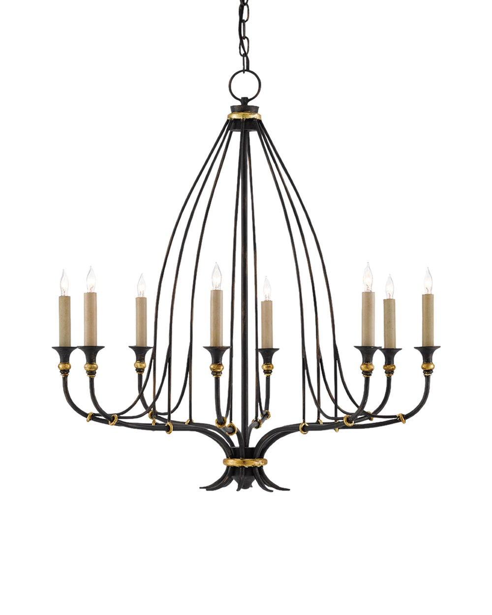 Folgate Chandelier In French Black & Gold Leaf