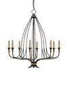 Folgate Chandelier In French Black & Gold Leaf