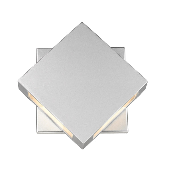 Quadrate 2 Light Outdoor Wall Sconce in Silver Finish